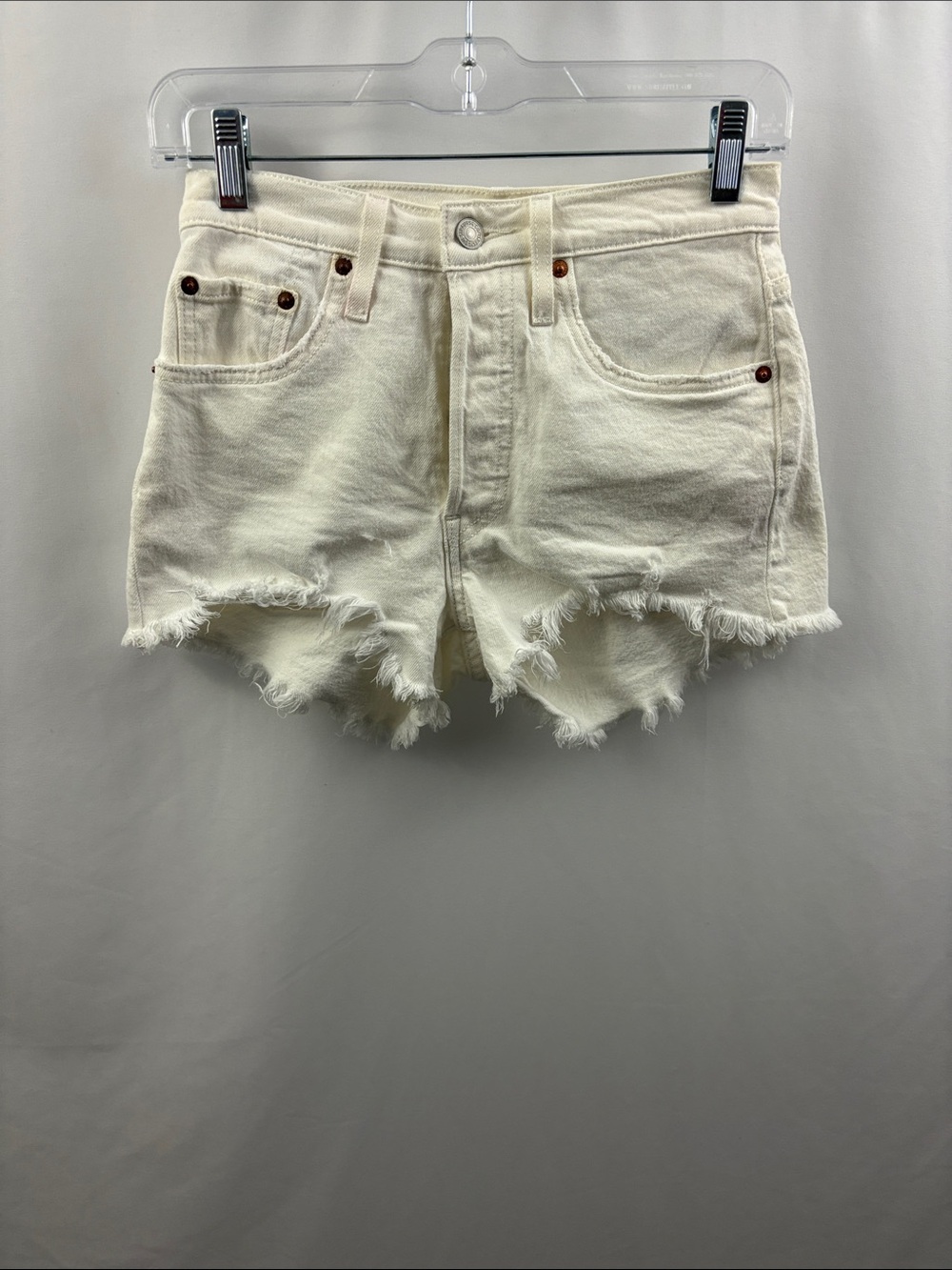 Levi’s White Womens 501 Distressed Shorts Size 24